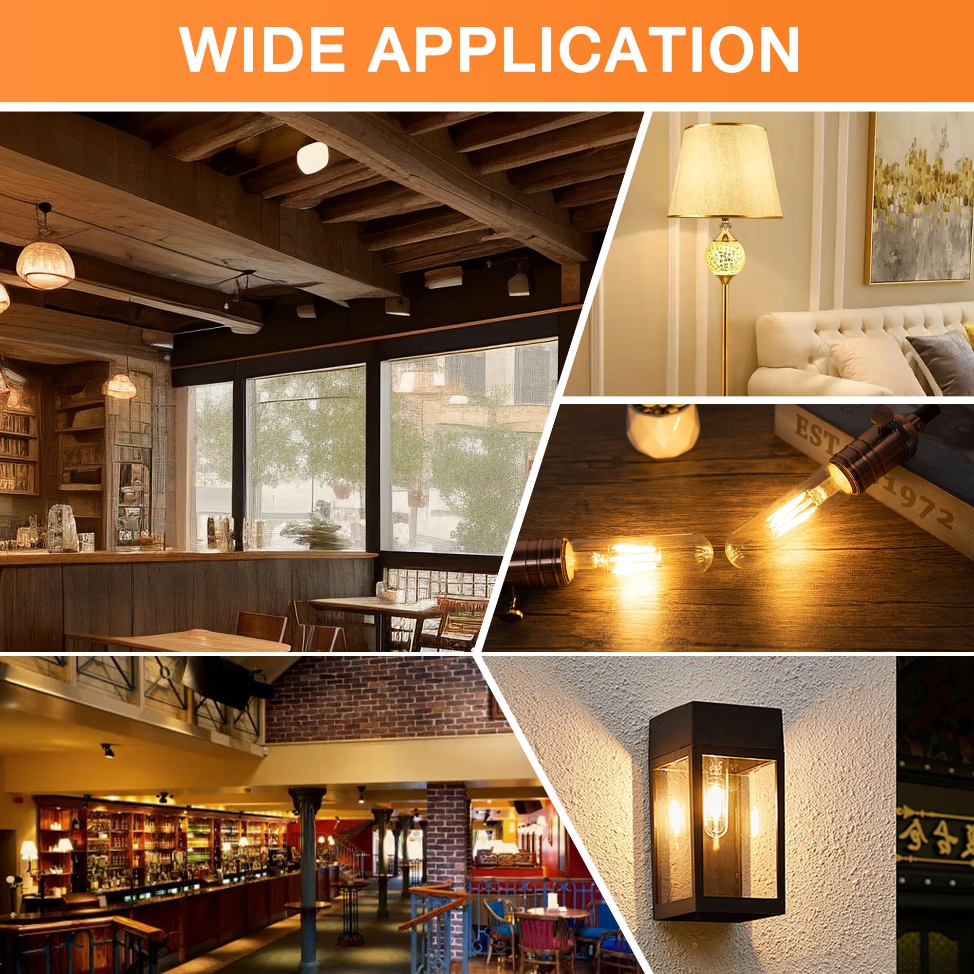 ToBeGreat T30 Light Bulbs 4 Watt Equivalent 40W Bulb E26 Tubular Bulbs T10 LED Bulb Warm White 2700K — view 6