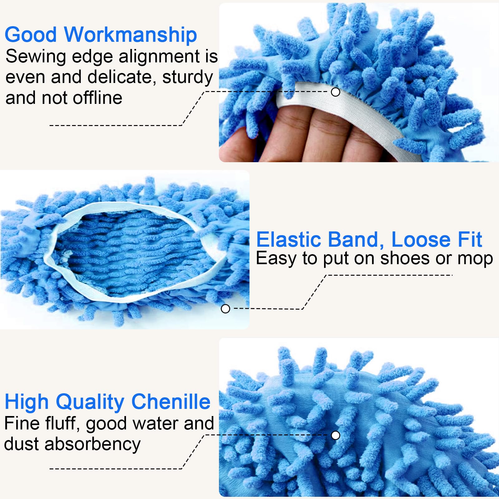 Pantuflas de limpieza de suelos, reutilizables, para uso doméstico en interiores, color azul — view 3