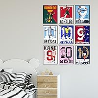 Vista 8 de BigWig Prints Póster de fútbol – Decoración de fútbol para dormitorio de niños, póster de Messi y Ronaldo, carteles Messi para dormitorio de niños