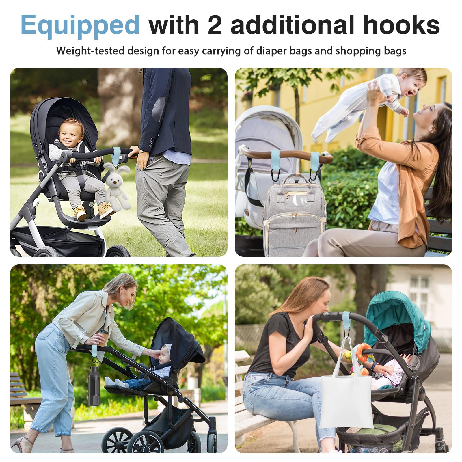 Columpio para Cochecito de Bebé Automático, Baby Rocker Recargable, 3 Niveles De Intensidad, Temporizador De 30/60/90 Minutos, Equipado con 2 Ganchos, Universal para Cochecitos y Sillas