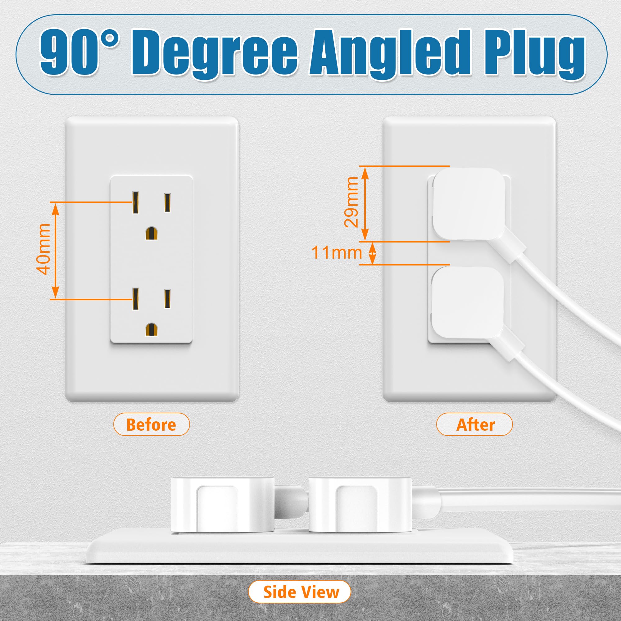 Amazon.com: AGVEE 10ft TV Power Cord, 90 Degree Angled L-Shaped