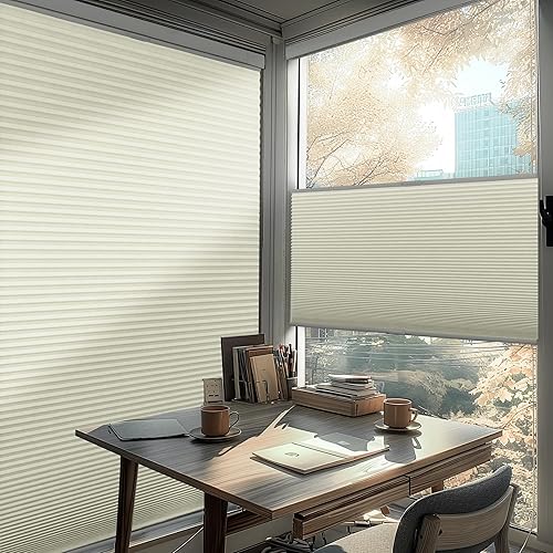 Miniatura 5 de Persianas sin herramientas sin taladrar para ventanas, persianas celulares modernas de arriba hacia arriba, persianas opacas inalámbricas de panal