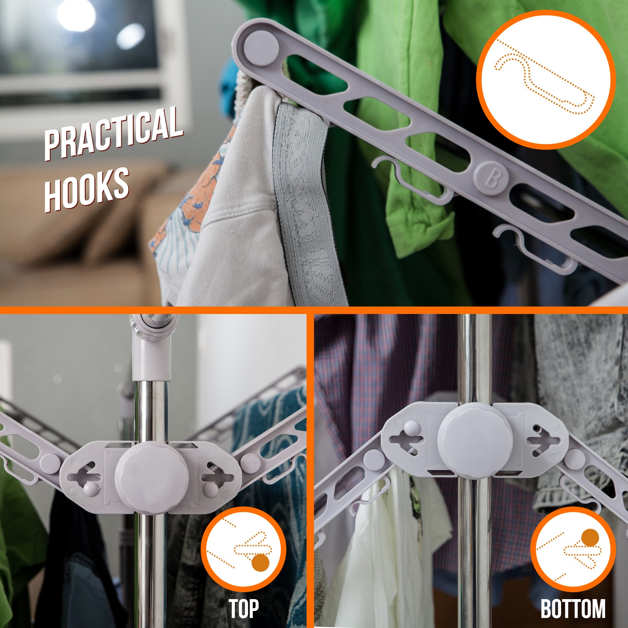 Stainless Drying Clothes Rack Portable Rolling Drying Rack for