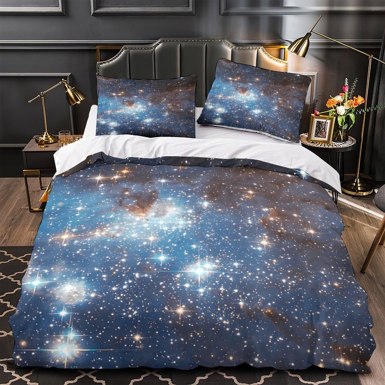 Housse de couette 3D grand lit microfibre anti-plis pour simplifier le repassage