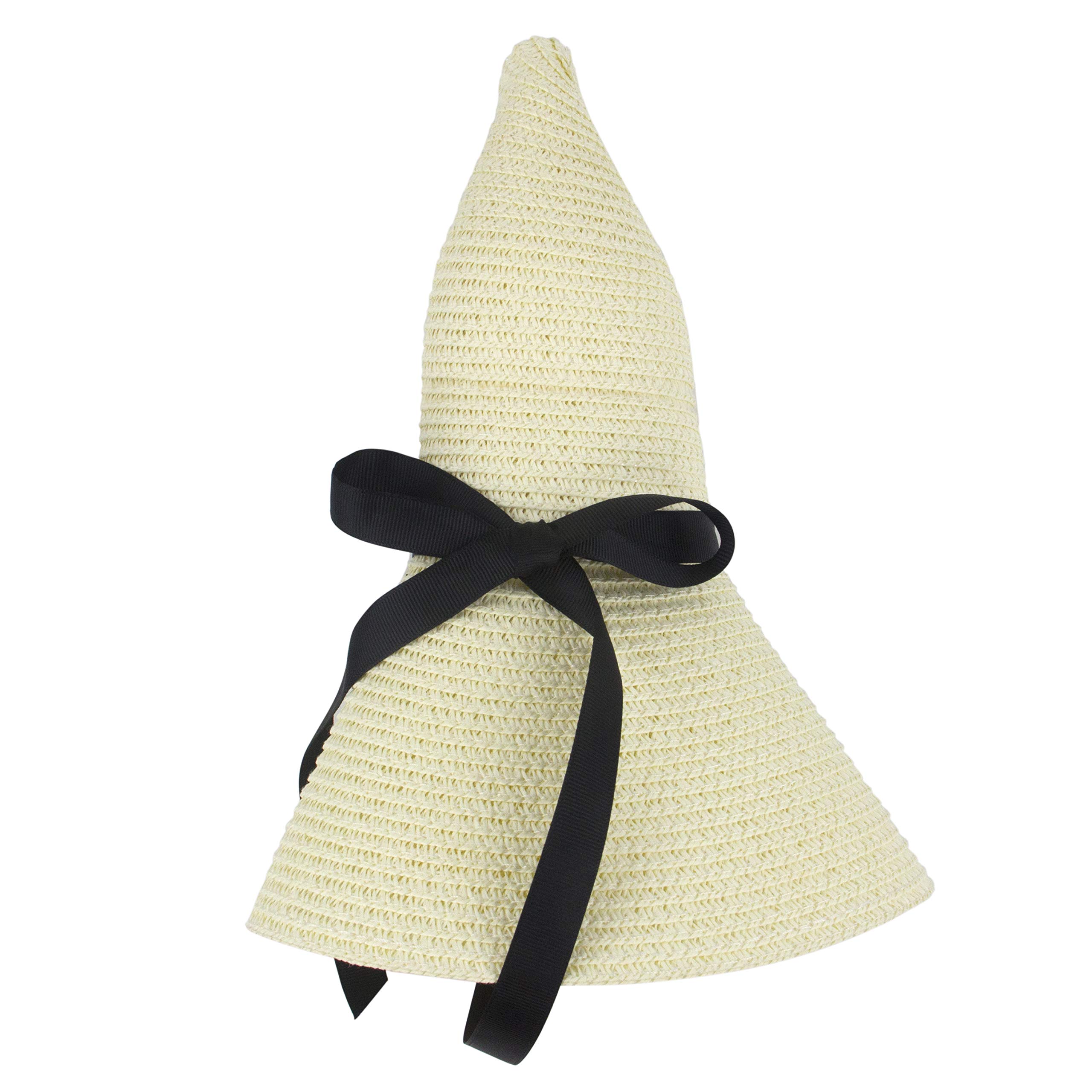 Muryobao Womens Wide Brim Straw Sun Hat Floppy Foldable Roll up Cap UPF 50+ Summer Beach Hats, White, One Size 4