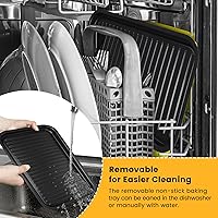 Vista 8 de Parrilla eléctrica para interiores de 1500 W, 2 en 1, sin humo, con parrilla extraíble antiadherente y placa de plancha, control de temperatura