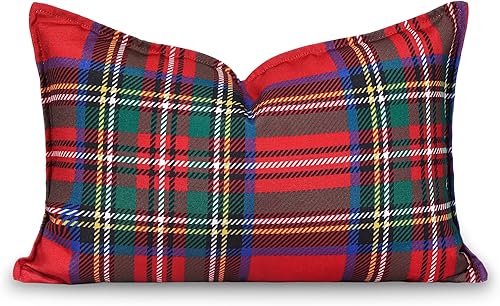 Hofdeco Premium Funda de almohada lumbar decorativa de lona clásica de invierno para Navidad, vacaciones, invierno, solo para sofá, cama, tartán