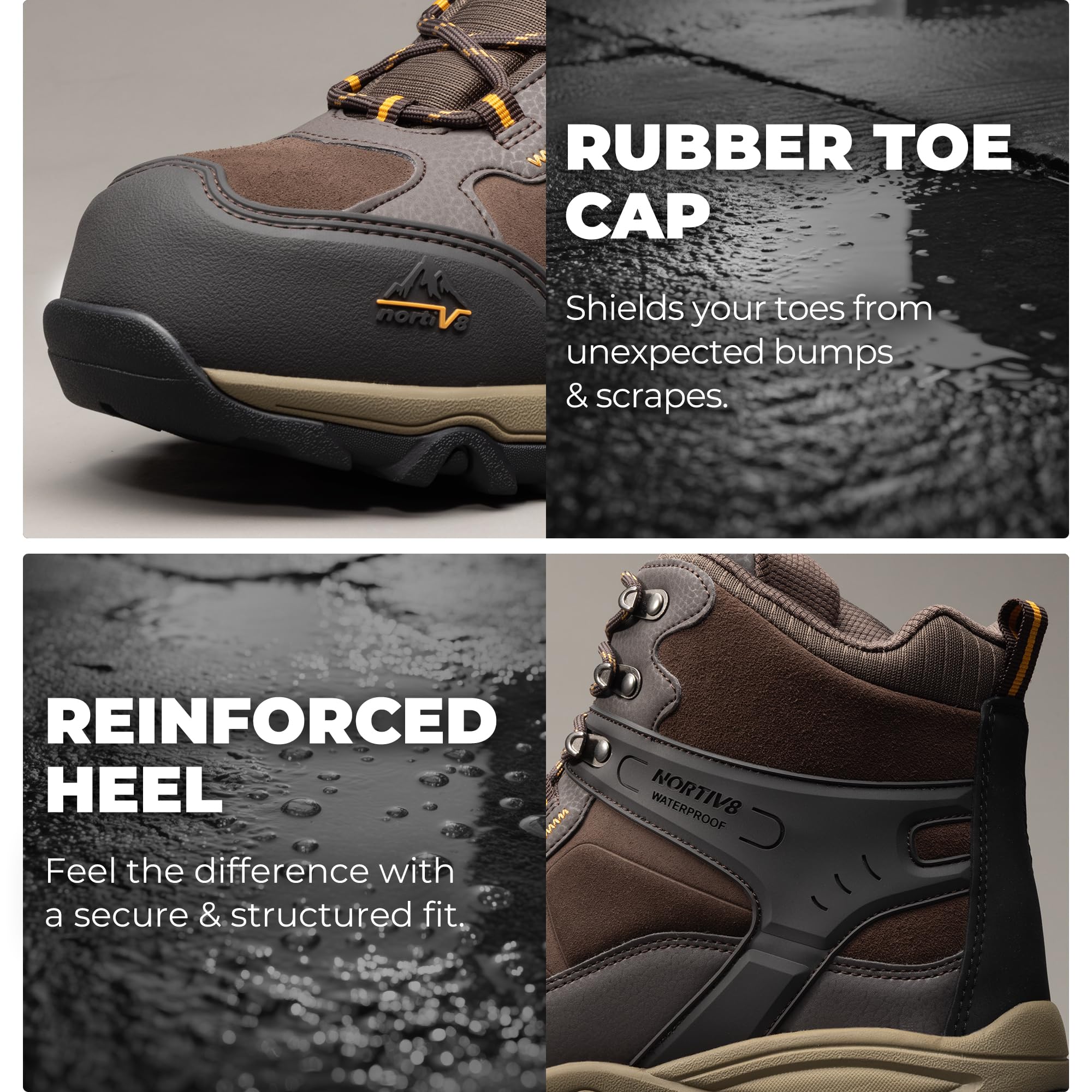 NORTIV 8 Waterproof Steel Toe Boots for Men Slip Resistant Safety Industrial Boots