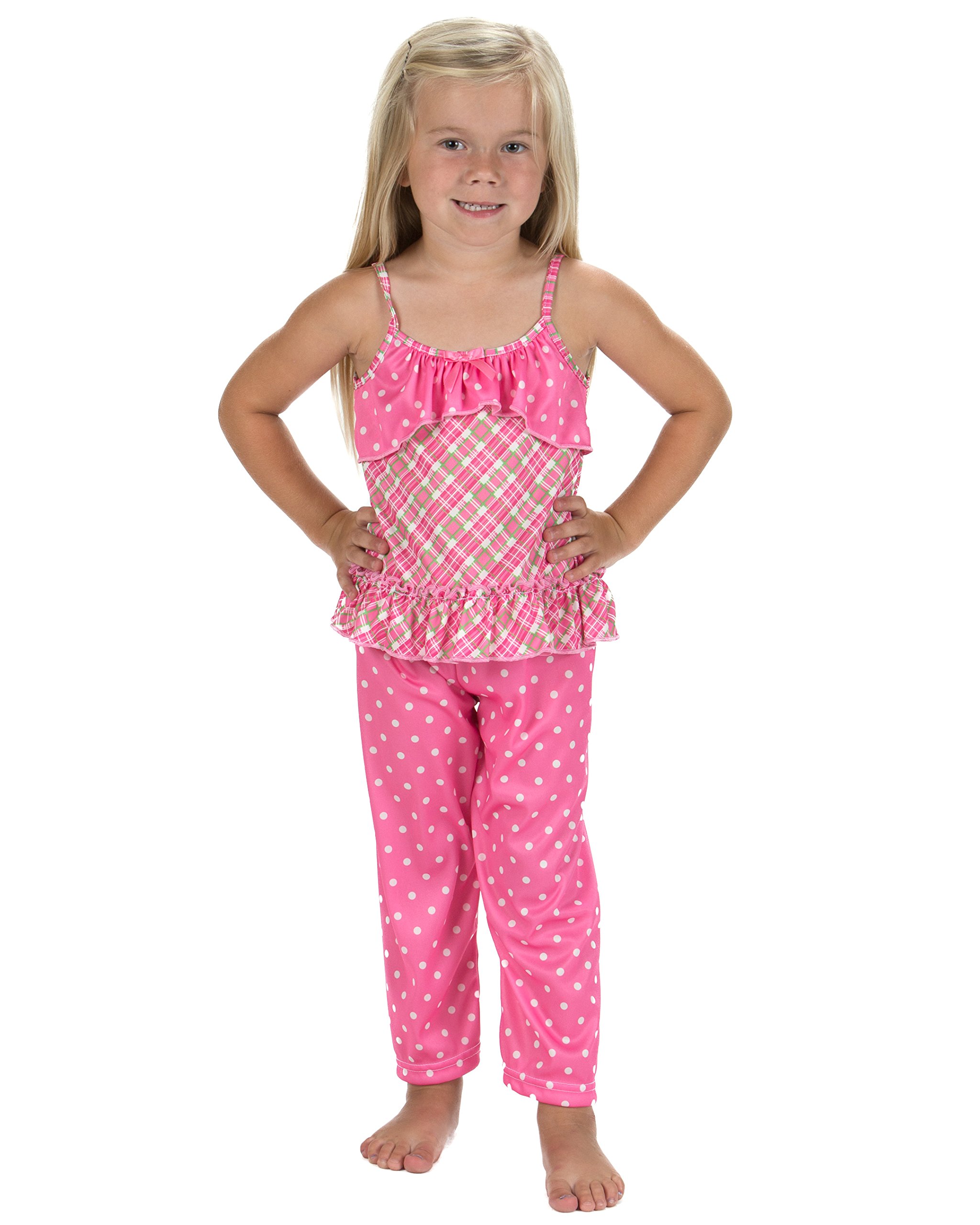 Laura Dare Baby Girls Pink Playful Plaid Spaghetti Strap Pajamas