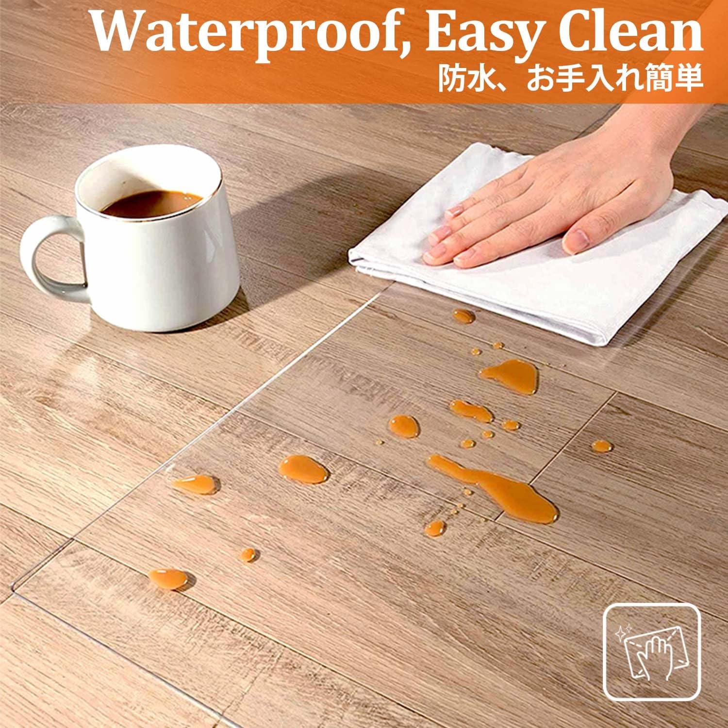 Alfombrilla de PVC transparente para sillas con ruedas | Protector de suelo de oficina para sillas rodantes | Tapete rectangular transparente 90 x 200 cm | Resistente a los arañazos, fácil de limpiar
