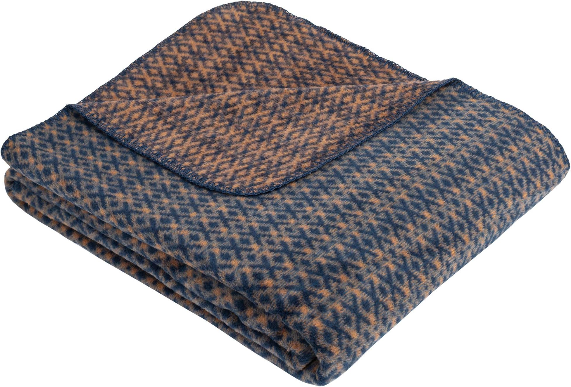 Ibena Hillerod Jacquard Blanket, cotton blend, blue, 150 x 200 cm