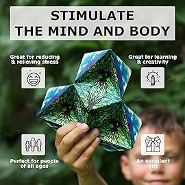 Shashibo Shape Shifting Box - Award-Winning STEM Fidget Toy with Strong Magnets - Fidget Cube Transforms Into 100+ Shapes, Christmas Stocking Stuffers Gift for Kids, Teens, and Adults (Blue Planet)