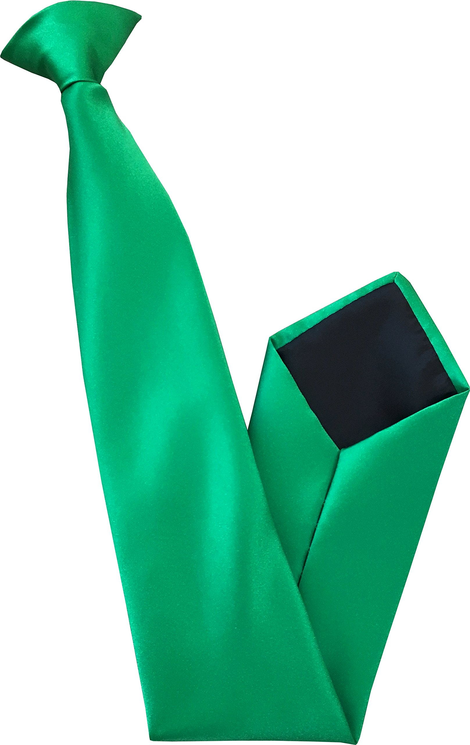 Great British Tie Club Men's Emerald Green Satin Clip On Ties,