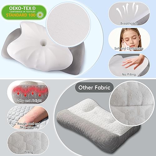 Miniatura 5 de Almohada cervical para el cuello, almohada ergonómica para dormir de lado para aliviar el dolor, almohada refrescante para dormir, cuello y hombro