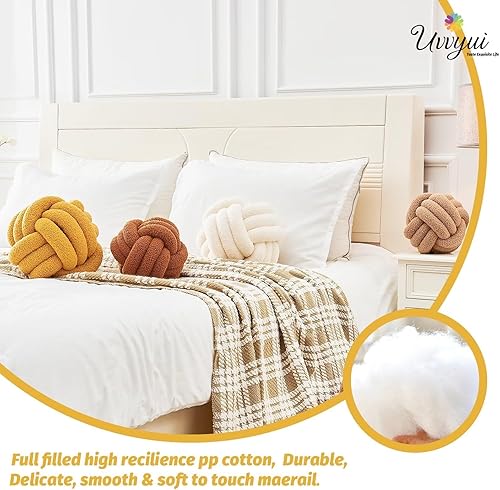 Miniatura 52 de Uvvyui Bola de almohada de nudo, almohadas decorativas suaves para el hogar, almohada redonda, almohada de felpa anudada hecha a mano, cojín redondo