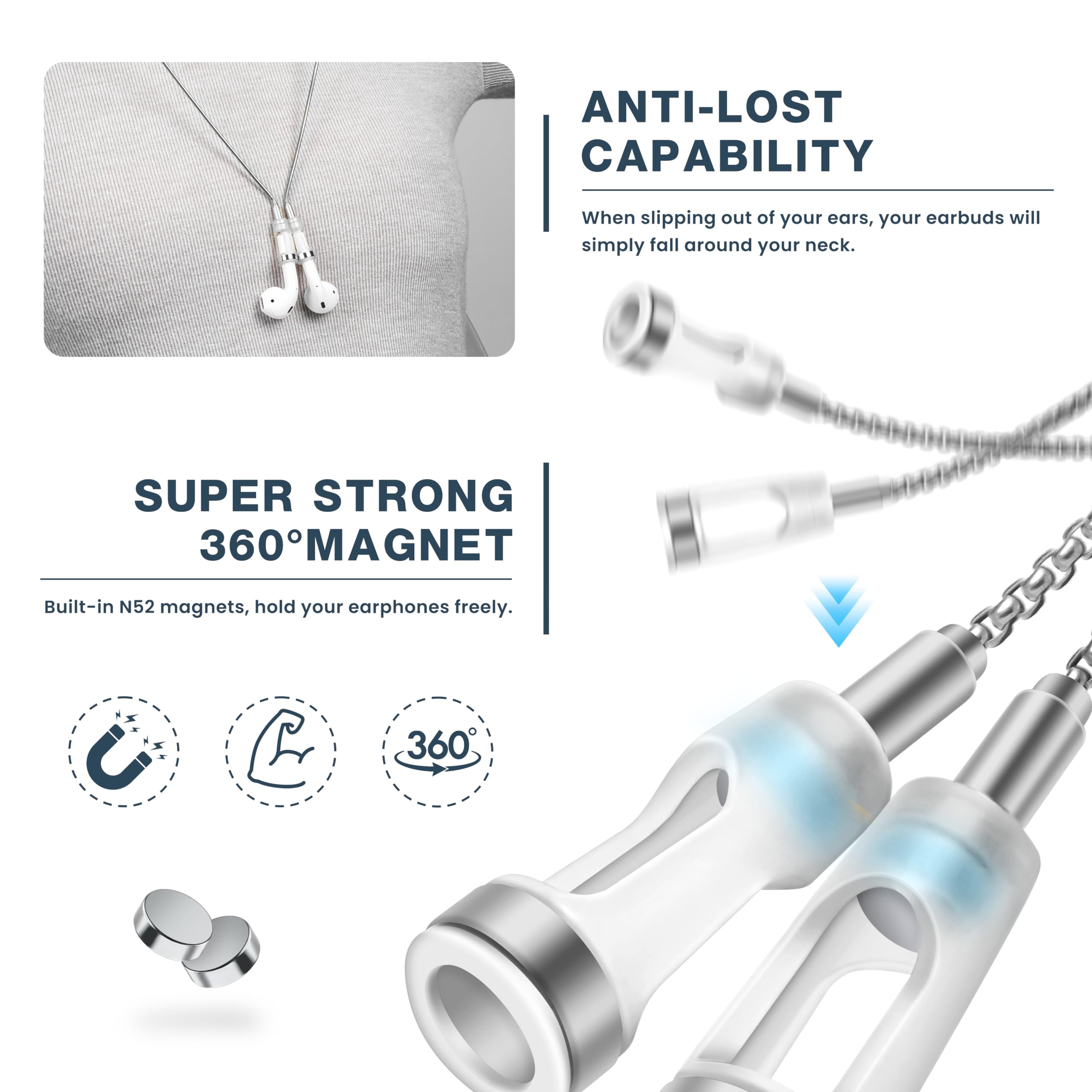 Cinghia da collo anti-smarrimento per Airpods O Oro/Argento