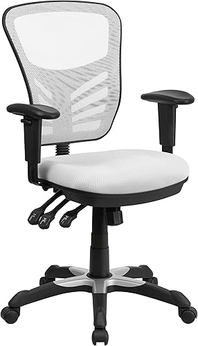 Miniatura 18 de Flash Furniture Nicholas Silla Giratoria de Respaldo Medio para Oficina y Juegos, Silla de Oficina Ergonómica de Malla con Soporte Lumbar y Altura