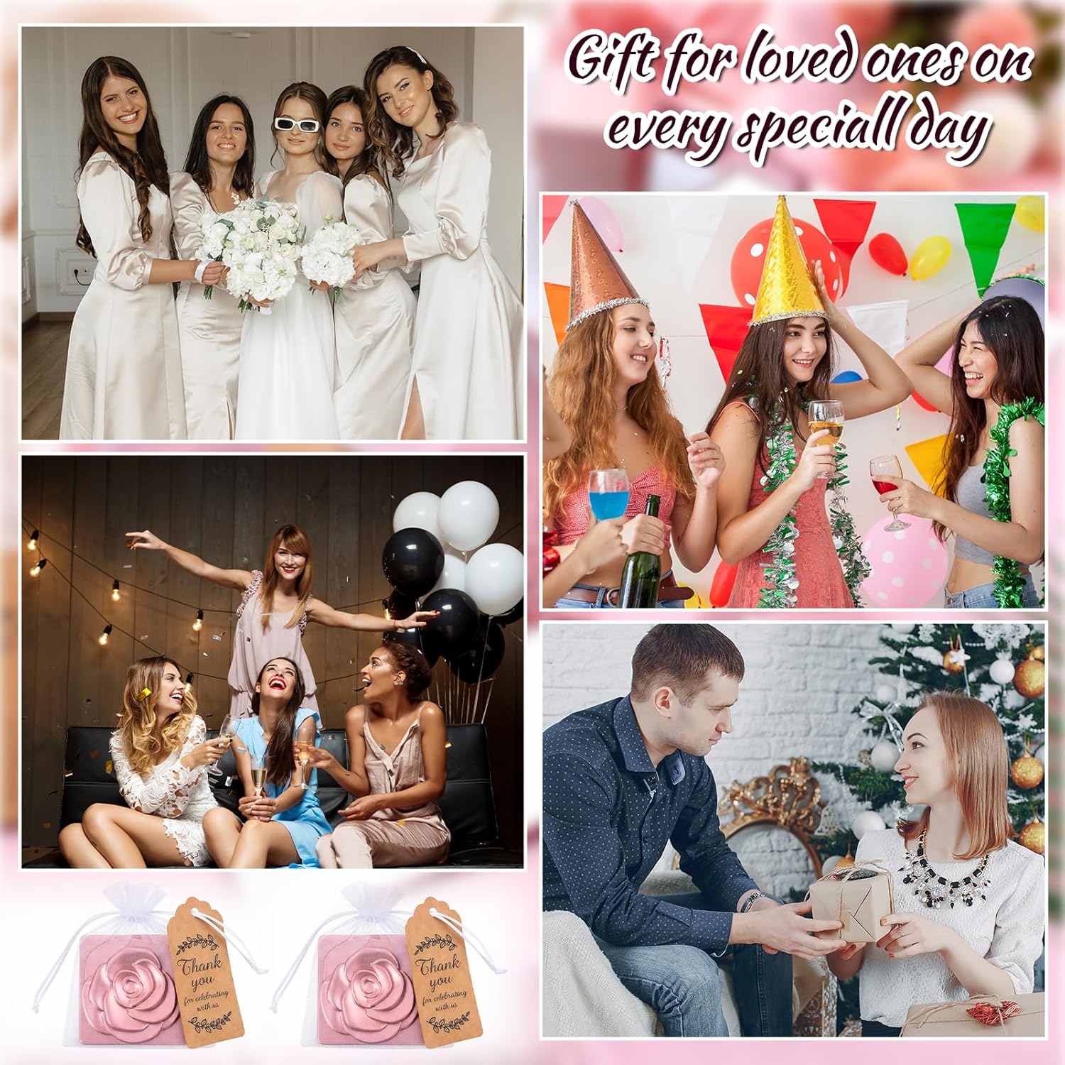 30 Sets Rose Compact Mirrors Bulk, Rose Shape Mirrors with Thank You Tags and Organza Bag for Bridal Shower, Quinceanera Wedding Party Favors, Party Guests Souvenir Gift(Rose Gold)