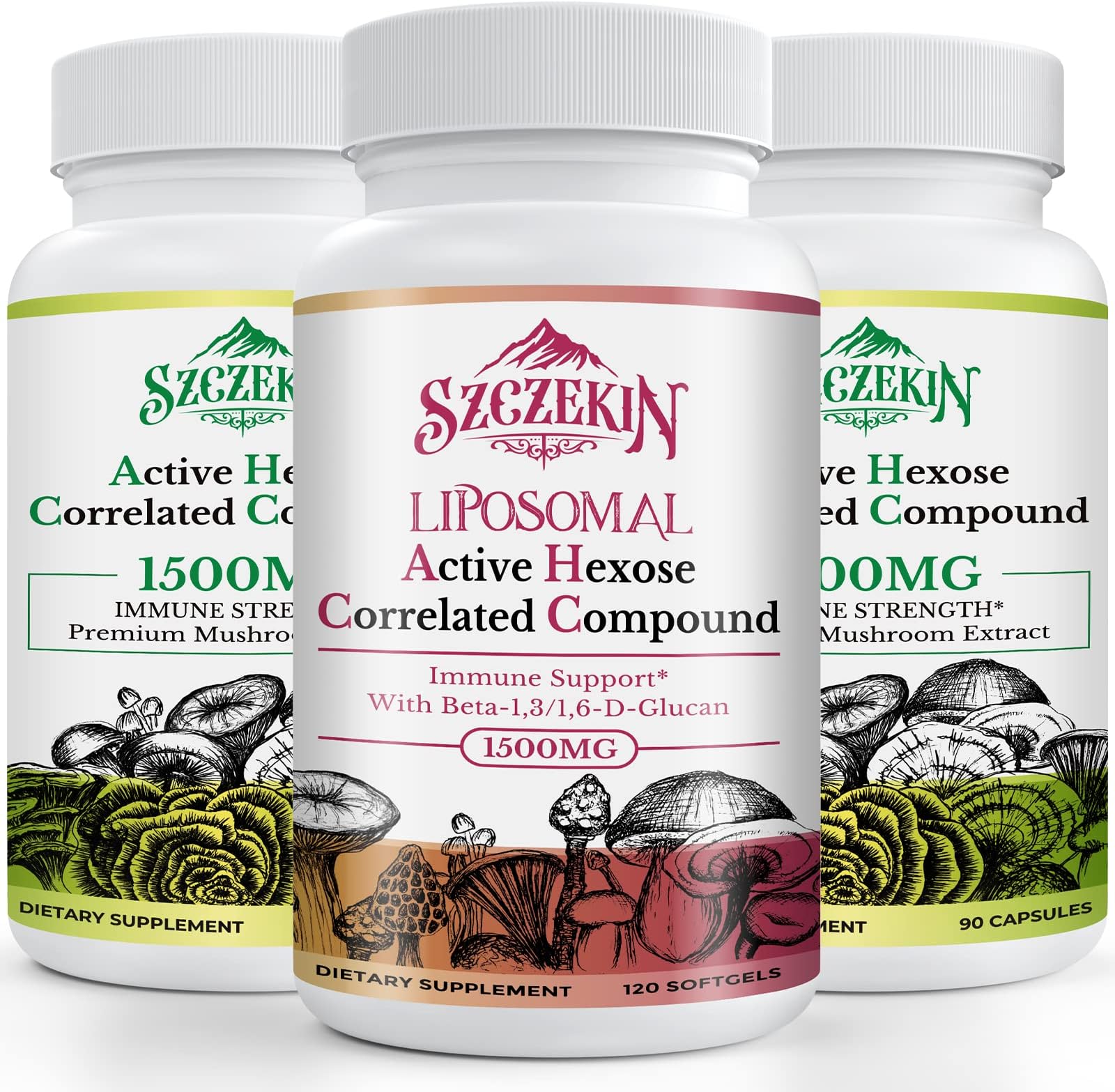 Active Hexose Correlated Compound 1500 mg Supplement 180 Capsules Bundle with 1500mg Liposomal Active Hexose Correlated Supplement 120 SoftGels