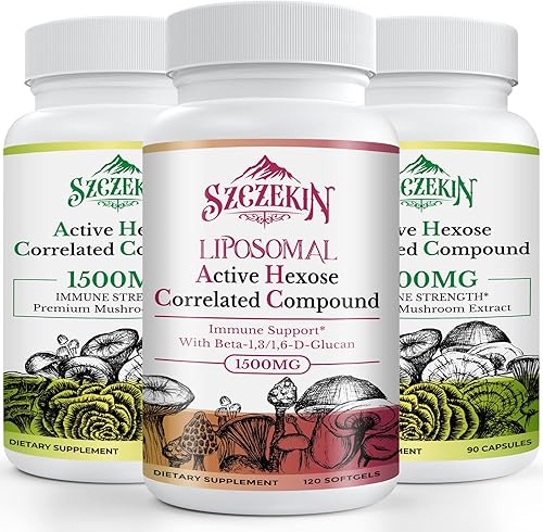 Compuesto correlacionado de hexosa activa 1500 mg Suplemento de 180 cápsulas con 1500 mg Suplemento correlacionado de hexosa activa liposomal 120