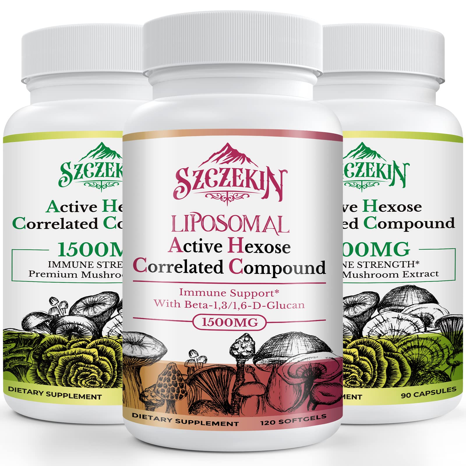 Active Hexose Correlated Compound 1500 mg Supplement 180 Capsules Bundle with 1500mg Liposomal Active Hexose Correlated Supplement 120 SoftGels