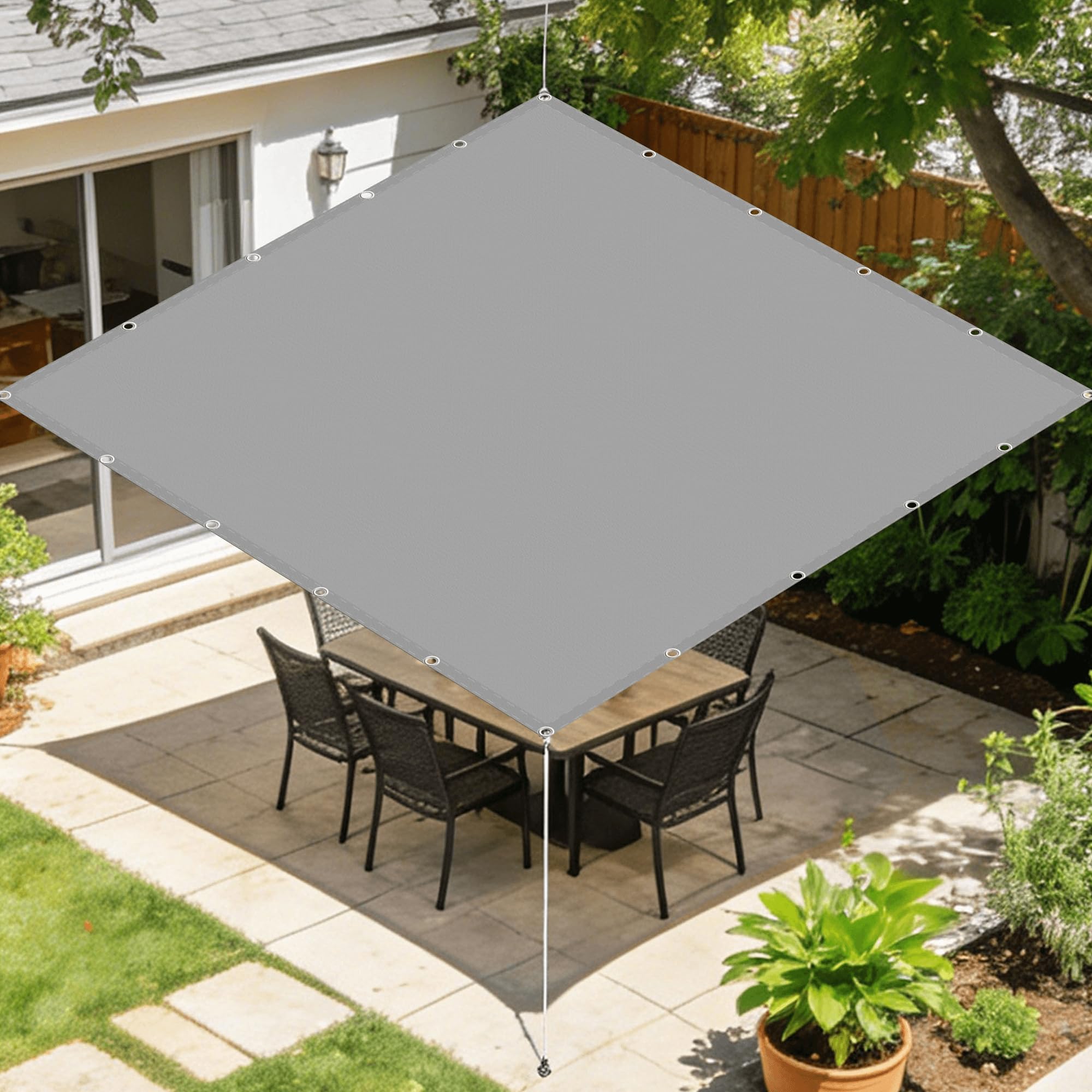 Voile d'ombrage étanche extérieur avec oeillets pour jardin et balcon