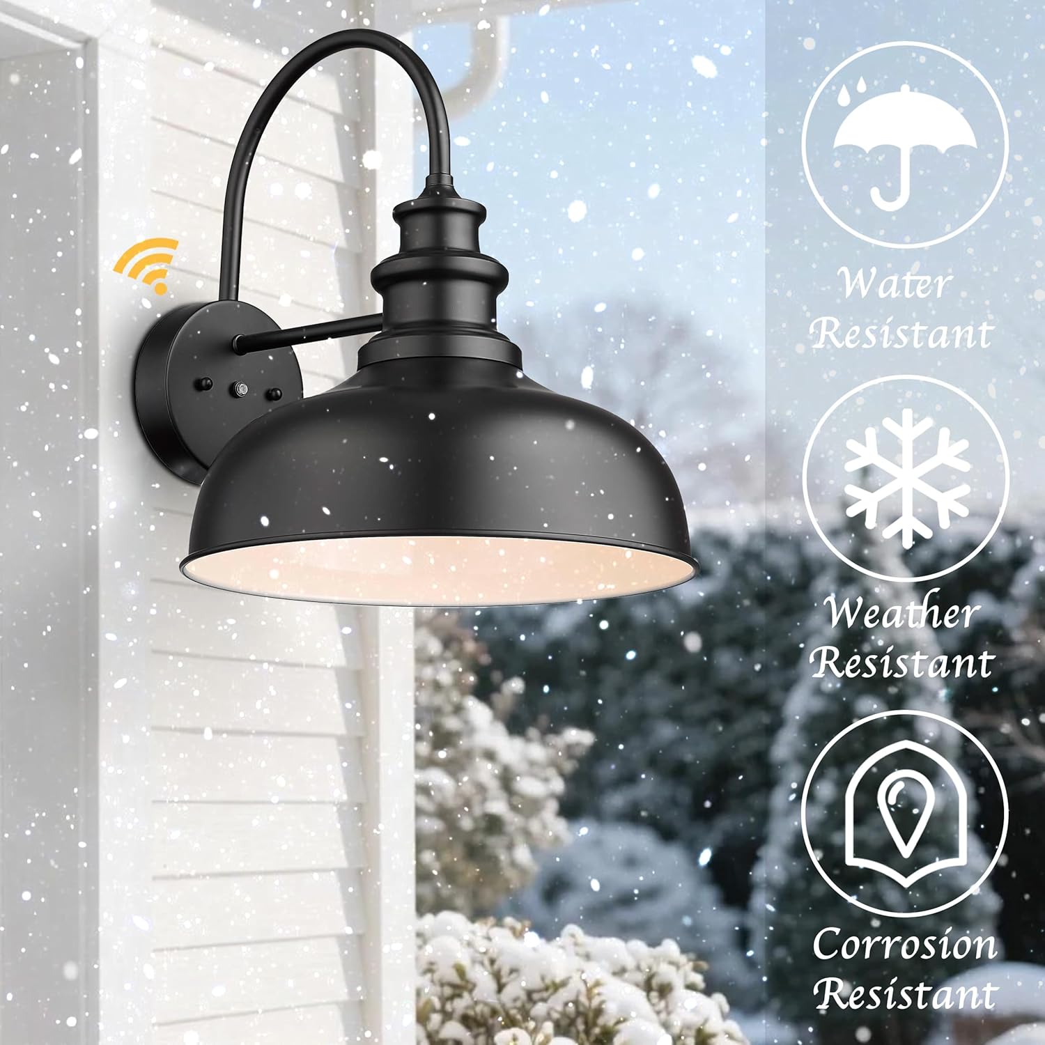 Bestshared 14 Inch Dome Dusk to Dawn Farmhouse Barn Lights Farmhouse Outdoor Wall Sconce Outside Wall Lantern Lamp, Garage Lighting Fixture for Porch, Patio, Garage (1Pack, Black+White)