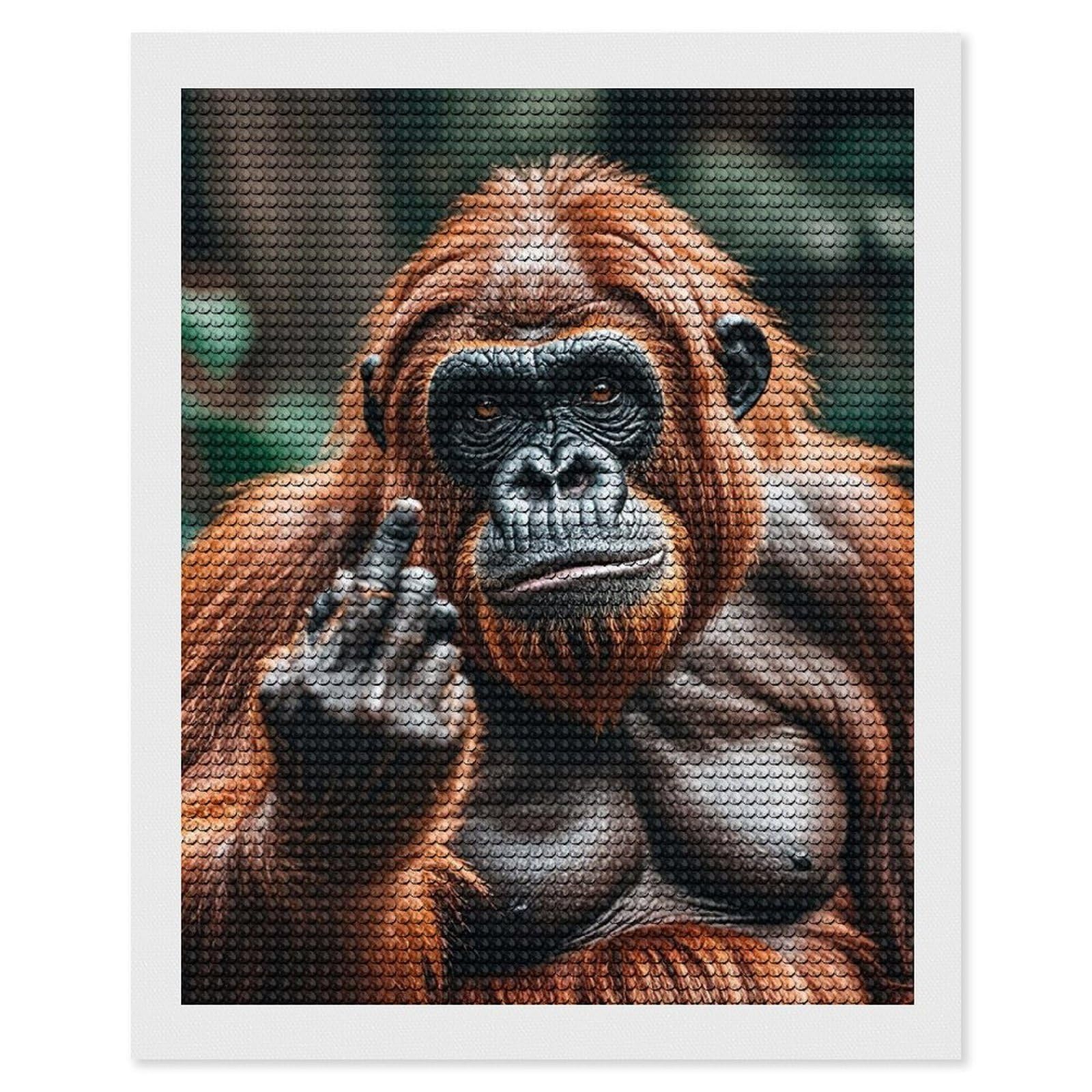 FodPand Gorillas 5D Diamond Painting Kits for Adults Beginners Full Drill Round Diamond Dots Pictures Gem Art Supplies for Home Wall Room Decoration DIY Craft Set Gift 16x20