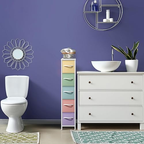 Miniatura 22 de Sorbus Torre estrecha con 4 cajones – Almacenamiento vertical para dormitorio, baño, lavandería, armarios y más, marco de acero, parte superior de