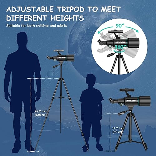 Miniatura 4 de NACATIN Telescopio para niños mayores de 5 años, 2.756 in de apertura (15X-150X) telescopios de montaje AZ para principiantes de astronomía,