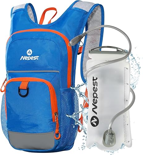 Miniatura 10 de Nepest Mochila de hidratación para niños, mini mochila de agua con vejiga de agua de 1.5L para senderismo, ciclismo, correr