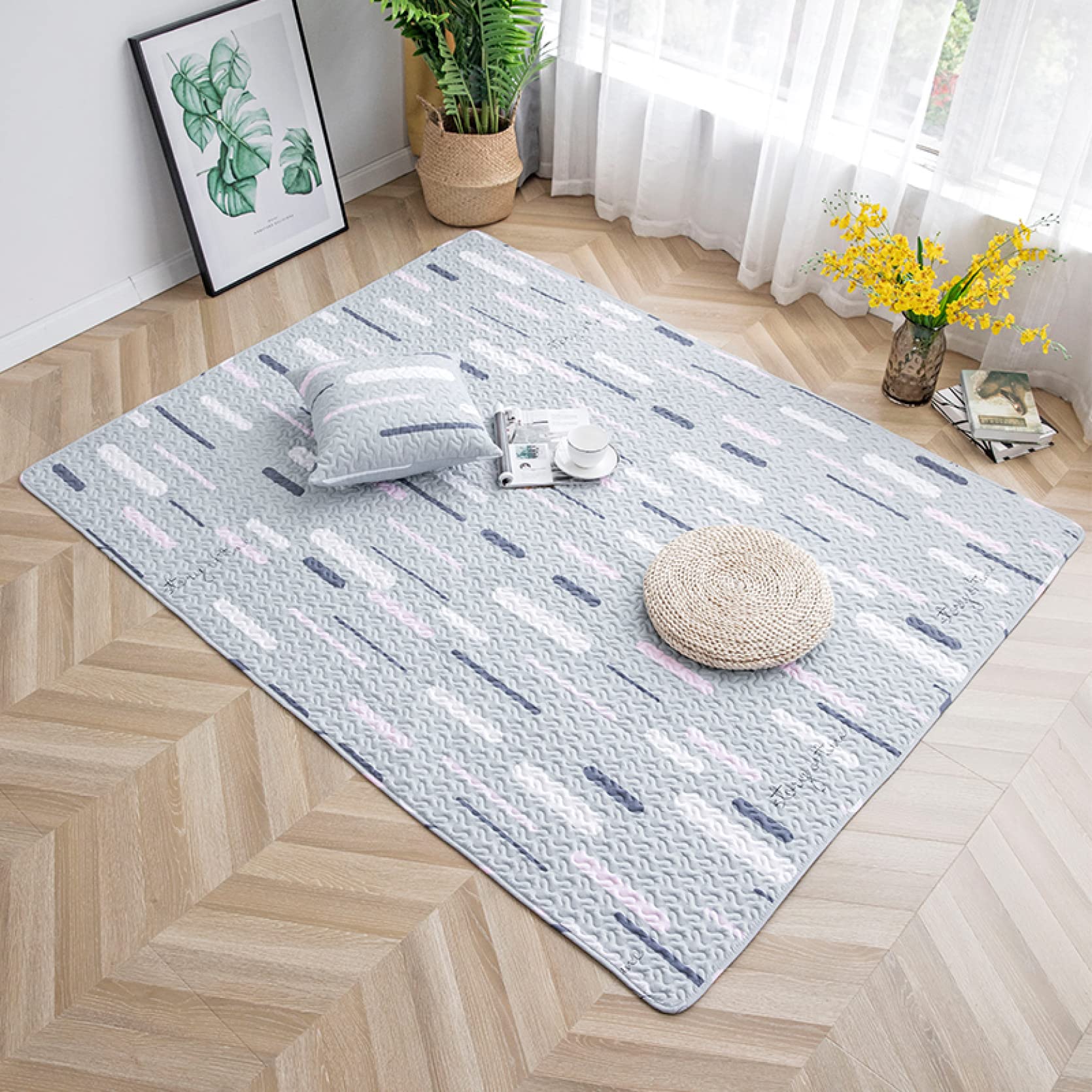 Amazon｜キルトラグ 90x160cm ラグ ラグマット 夏用 綿100
