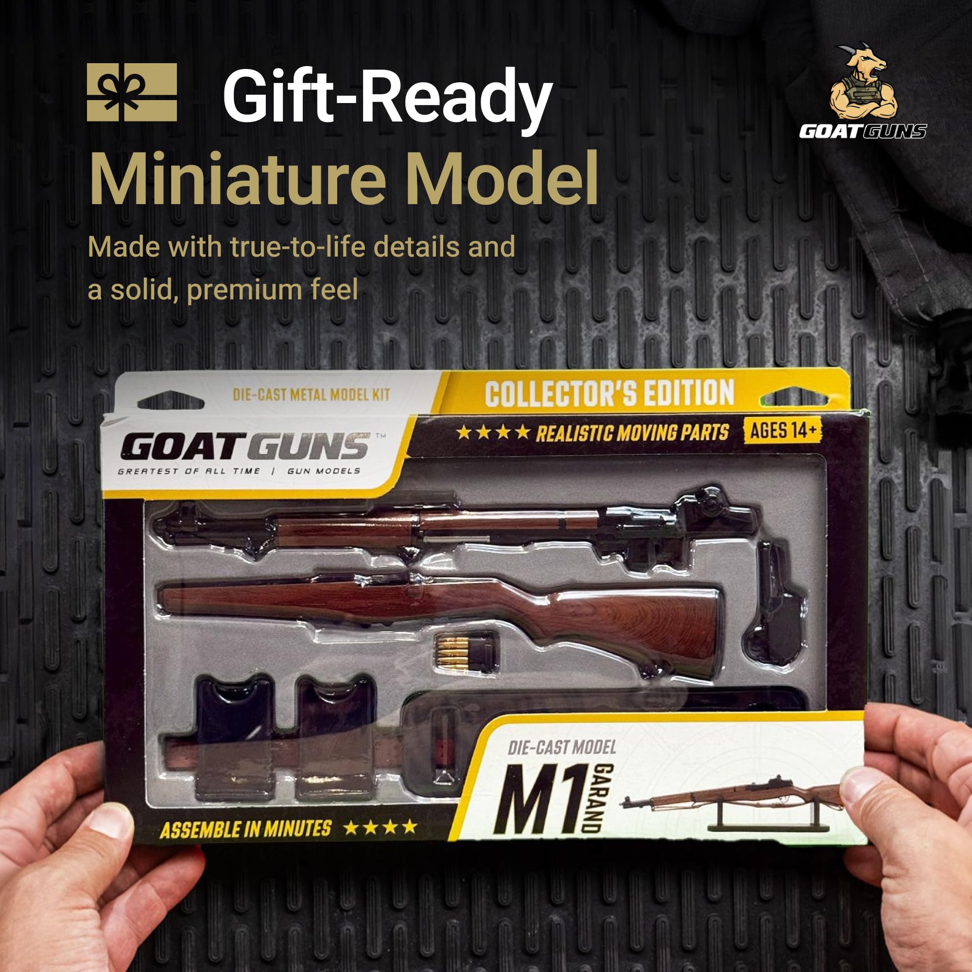 GOAT GUNS Miniature M1 Garand Model Black/Wood Grain | 1:3 Scale