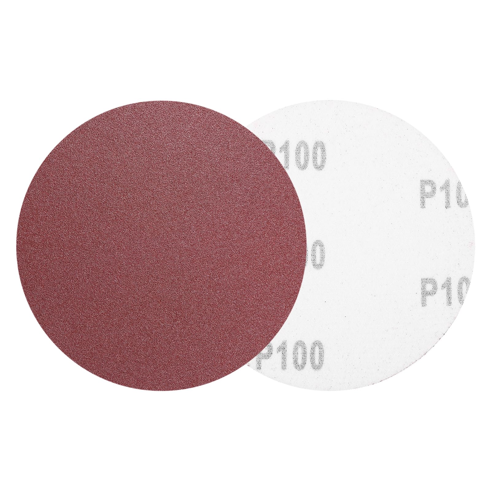 sourcing map 5 Pcs 125mm 5 Inch Sanding Discs, 100 Grit Hook and Loop Sandpaper, No-Hole Aluminum Oxide Orbital Sander Sandpaper for Woodworking Automotive Metal Polishing, Red