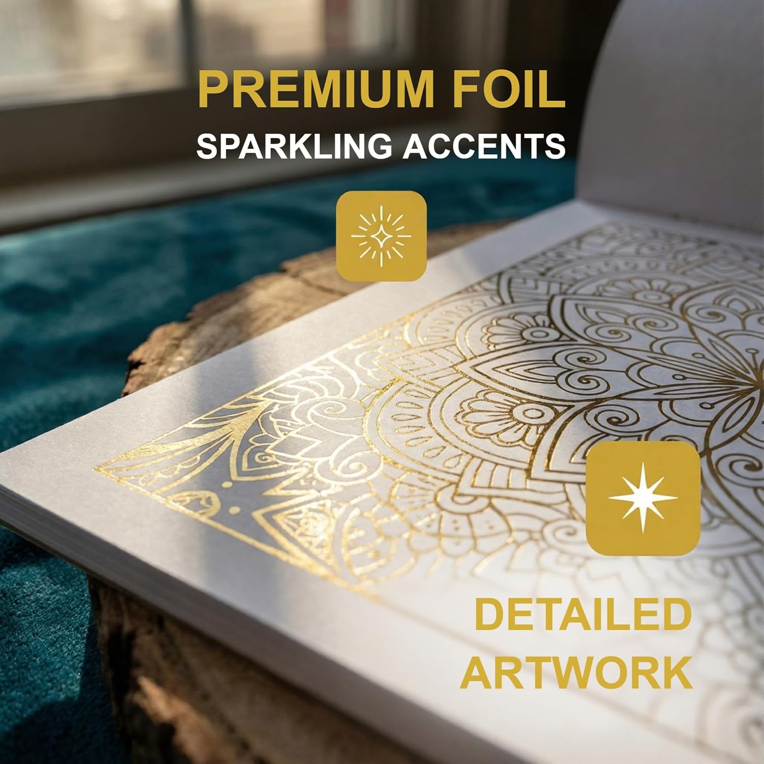 DESECRAFT Mandala Coloring Book for Adults Relaxation - Spiral Bound Adult Coloring Book with Gold Foil Designs, Anxiety Relief & Stress Relief Gifts for Women 8.5" x 11" Tear Out Pages