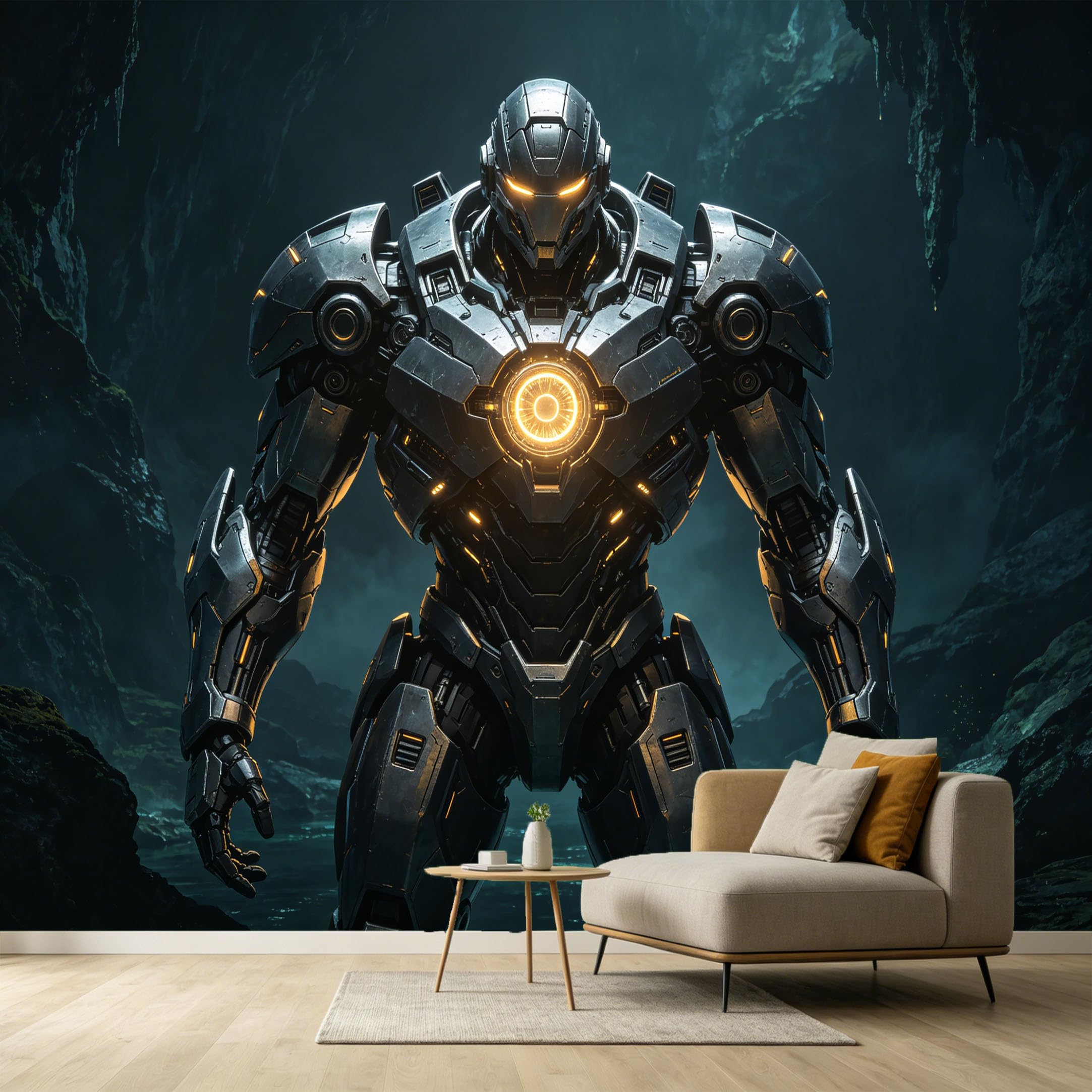 Custom Size Wall Murals Futuristic Mech Robot Modern 3D Industrial Metallic Armor SelfAdhesive Wall Fabric Removable Large Wallpaper for Photo Living Room