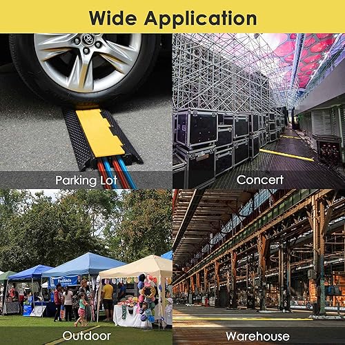 Miniatura 8 de Yescom Protector de cable de 1 canal, rampa de goma para exteriores, cuadrado, cubierta de cable eléctrico, 22000 libras