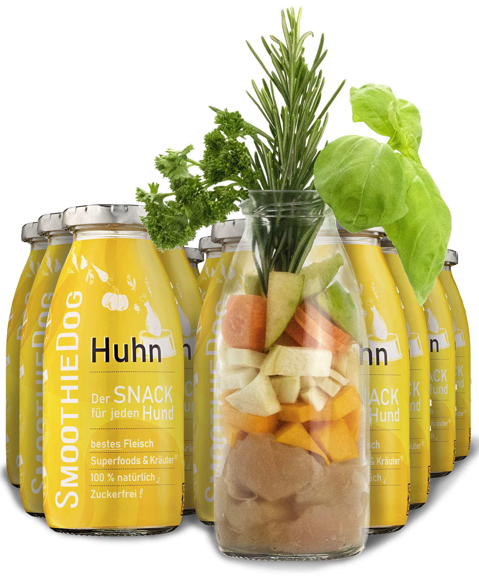 Hunde Smoothie SmoothieDog 12er Huhn - Flüssiges Hundeleckerli - Zucker- & glutenfrei - je 250ml