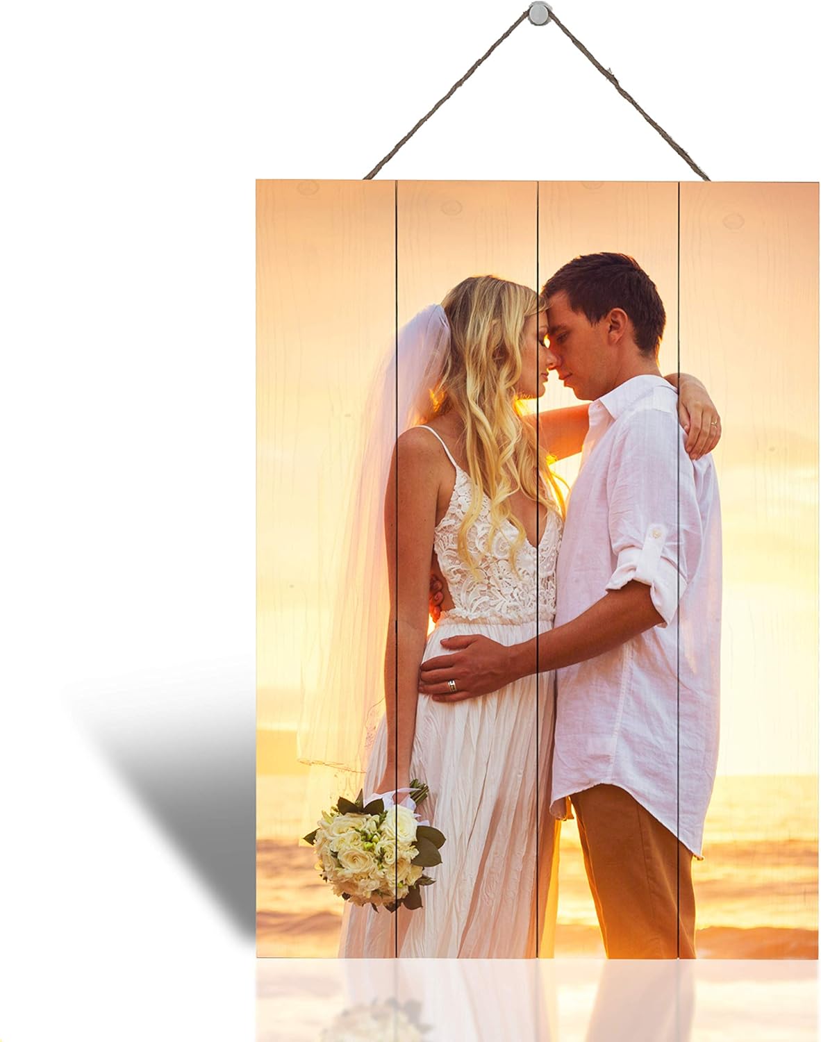 Artblox Personalized Custom Photo Prints On Acrylic Glass and Teak Wood Stand (10"x3") Turn Photos into Stunning Picture Frame Pictures From Your Phone Wedding Baby Dog Family Christmas Customized