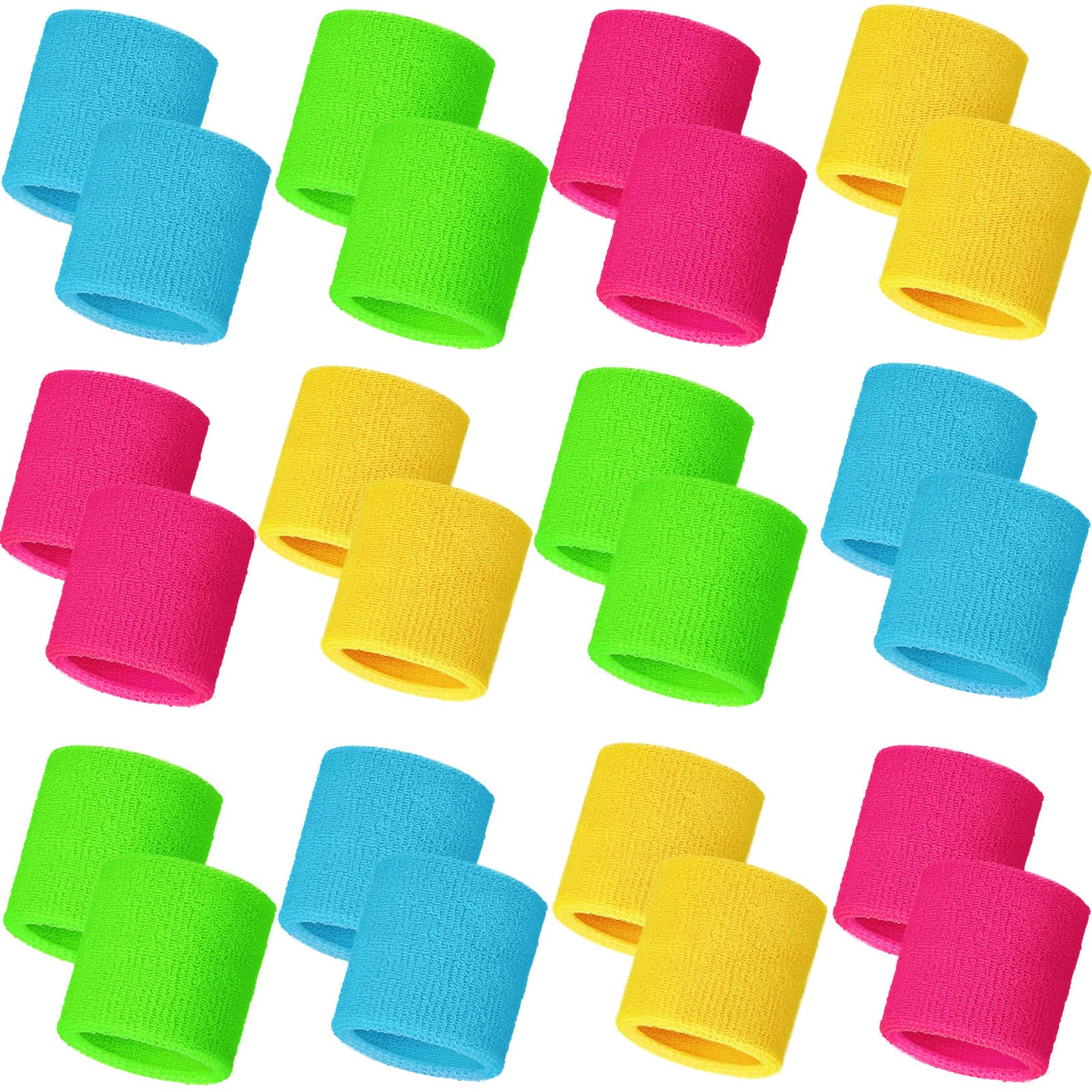 Bememo 24 Pcs Kids Sweat Wristbands Sweatband Wristbands Bulk