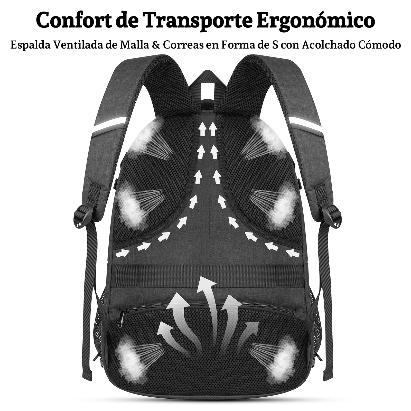 Mochila Portátil, 15,6-17,3" Mochila Ordenador Portatil, Mochila Hombre Trabajo con Puerto USB para Trabajo Viaje Escolares - Negro