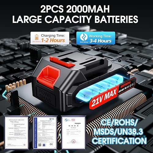 Miniatura 5 de Tijeras de Podar Eléctricas, Diámetro de Corte de 40mm 1.6" Podadora Eléctrica Inalámbrica para Jardinería con 2 Piezas de Baterías Recargables de