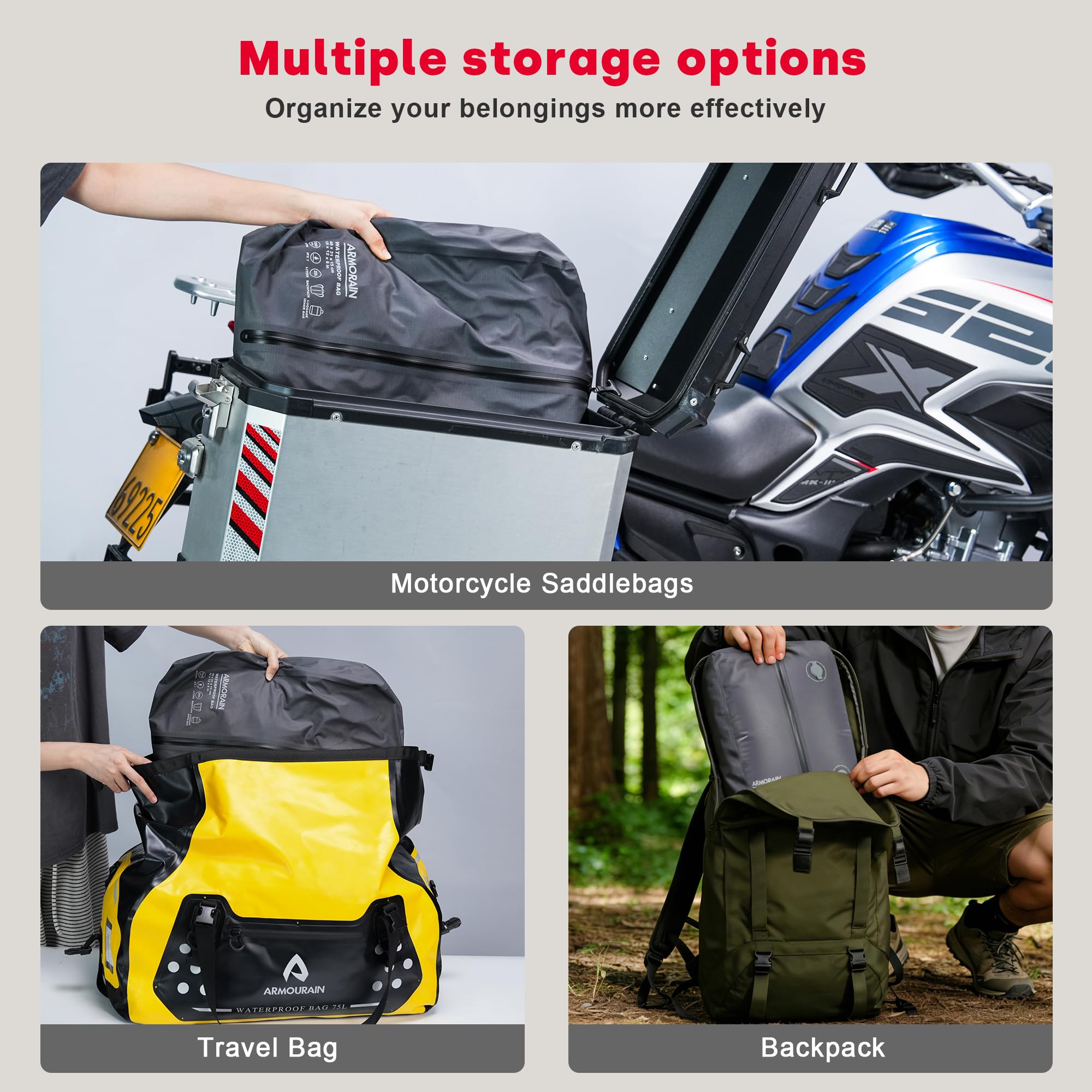 Sacchetti Sottovuoto da Viaggio, Zaino, impermeabili IPX7 Riutilizzabili a Compressione per Viaggi, zaini e Valigie, Conservazione Domestica Sacchetti ermetici per indumenti (40L)