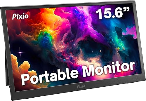 Pixio PX160 Monitor portátil de 15.6 pulgadas FHD 1080p 60Hz IPS HDR con soporte de cubierta de pantalla USB-C HDMI pantalla para computadora