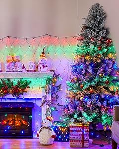 12 x 5FT 360 LED Christmas Net Lights Outdoor for bushes, Waterproof IP65 12 Modes Connectable Extendable Bush Net Christmas Lights Outdoor Mesh Light for Bushes, Tree, Yard, Garden, Multicolor
