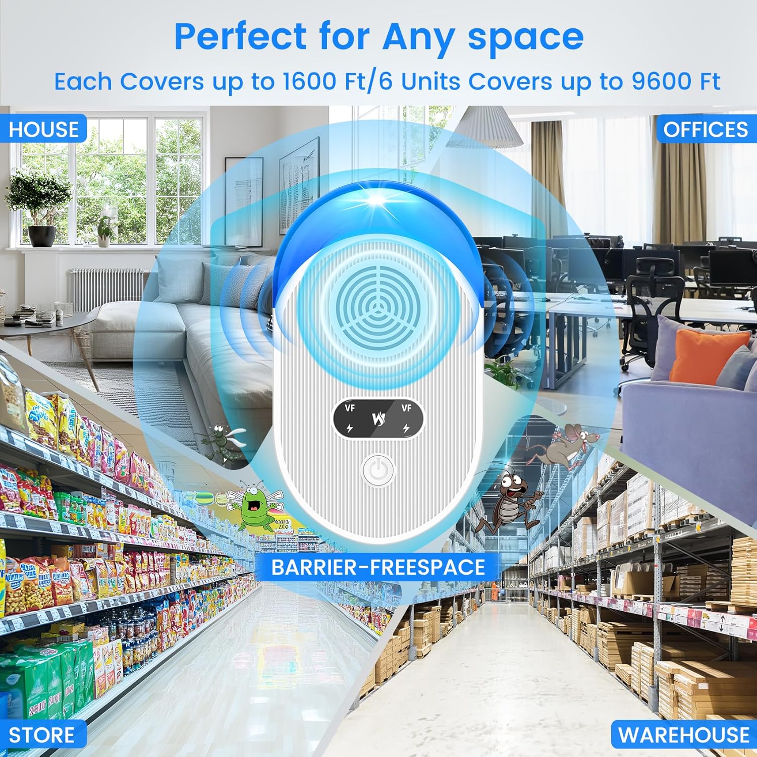 2026 Upgraded Indoor Ultrasonic Pest Repellent Insect Repeller, Pest Control, Repellent Roach, Mouse, Bugs, Mosquito, Mice, Spider, Ant, Rodent Repellent Ultrasonic Plug in, 6 Packs - Image 3