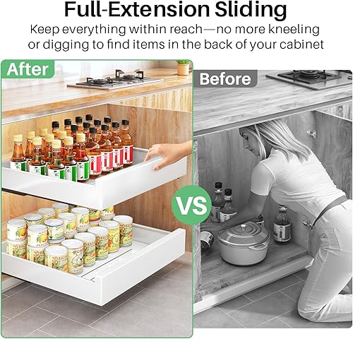 Miniatura 3 de Organizador de gabinete extraíble con nano adhesivo, cajón deslizante de extensión completa resistente para organizadores y almacenamiento de