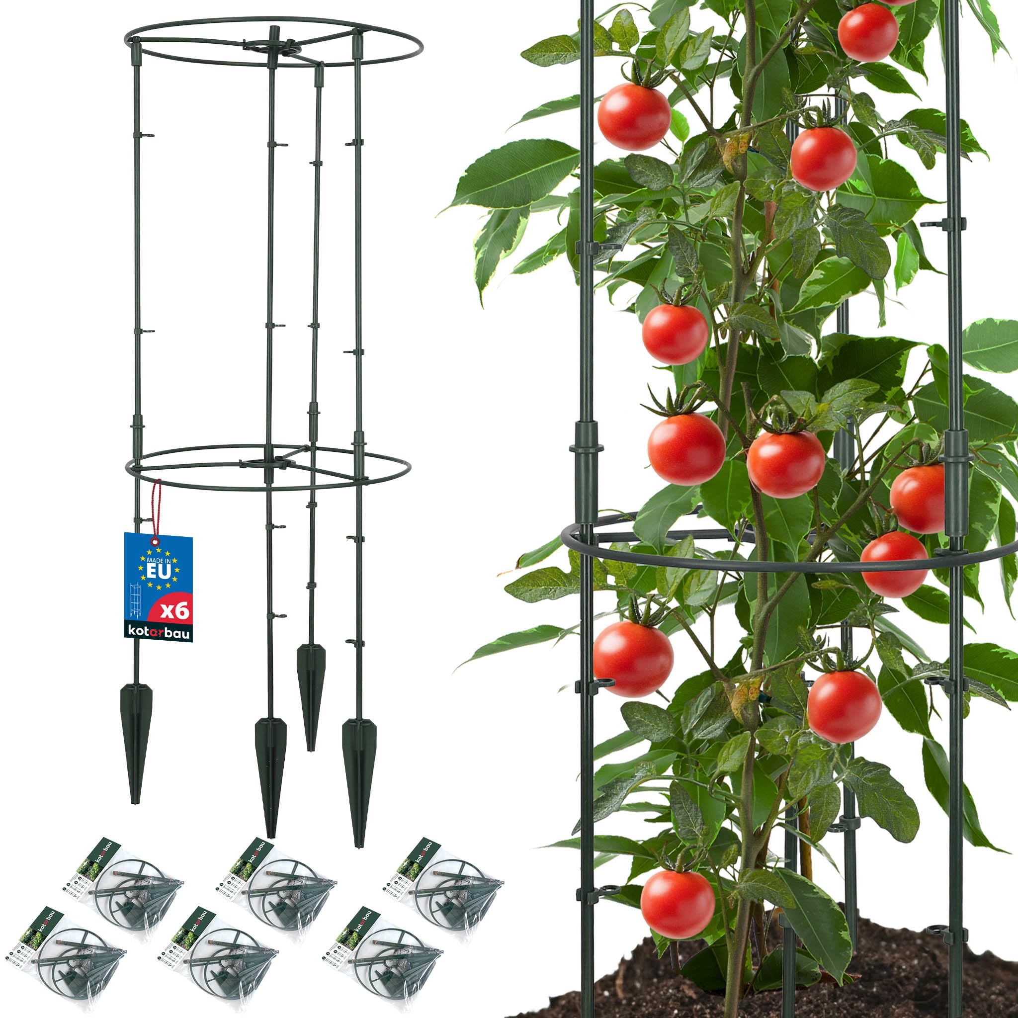 KOTARBAU® Traliccio per Rampicanti ⌀ 35 x 80 cm, Sostegno per Piante, PVC | 6 Pezzi, Supporto per Piante Rampicanti, Tutori Pomodori, Supporti per Piante, Griglia per Piante Rampicanti, Verde, Rotondo