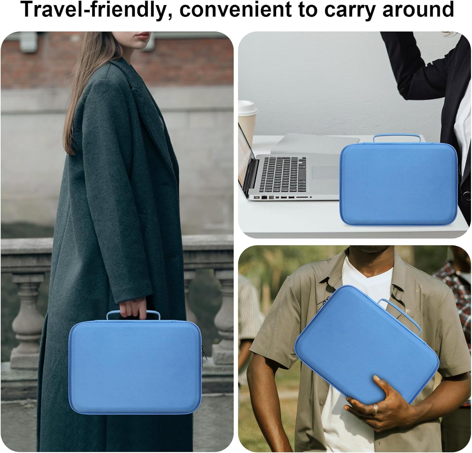 BOVKE Hard Case for Smart Nebulizer for Breathing Problems, Desktop Inhaler Nebulizer for Home Use, Storage Bag for Digital Asthma Nebulizer Machine for Adults and Kids, Space for Masks, Cables, Blue