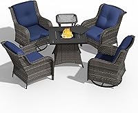 Vista 36 de Juego de 2 sillas de patio giratorias de 360 grados para exteriores y mesa auxiliar a juego – 3 sillas deslizantes de mimbre para patio con cojines